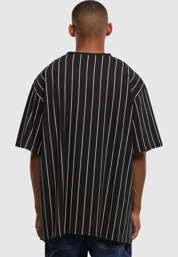 PS-KKMQ32063BLK KK Small Signature Pinstripe Tee black/white Plus Size-1