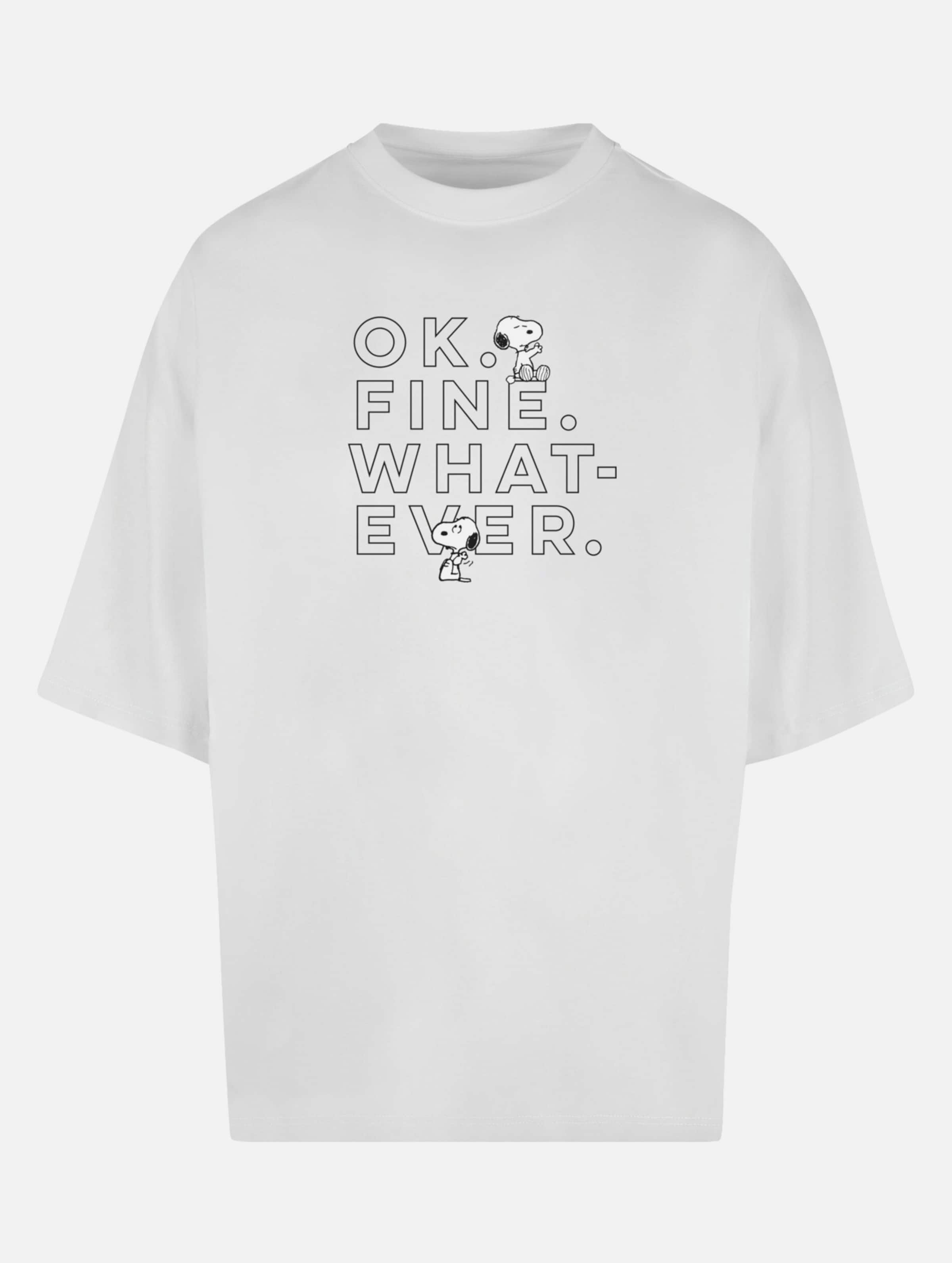 Merchcode Peanuts - Ok Fine Whatever Huge Tee op kleur wit, Maat 3XL