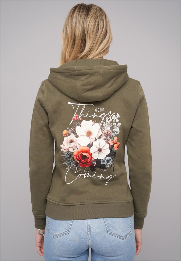 Ladies Good Things Coming Olive Hoody-0