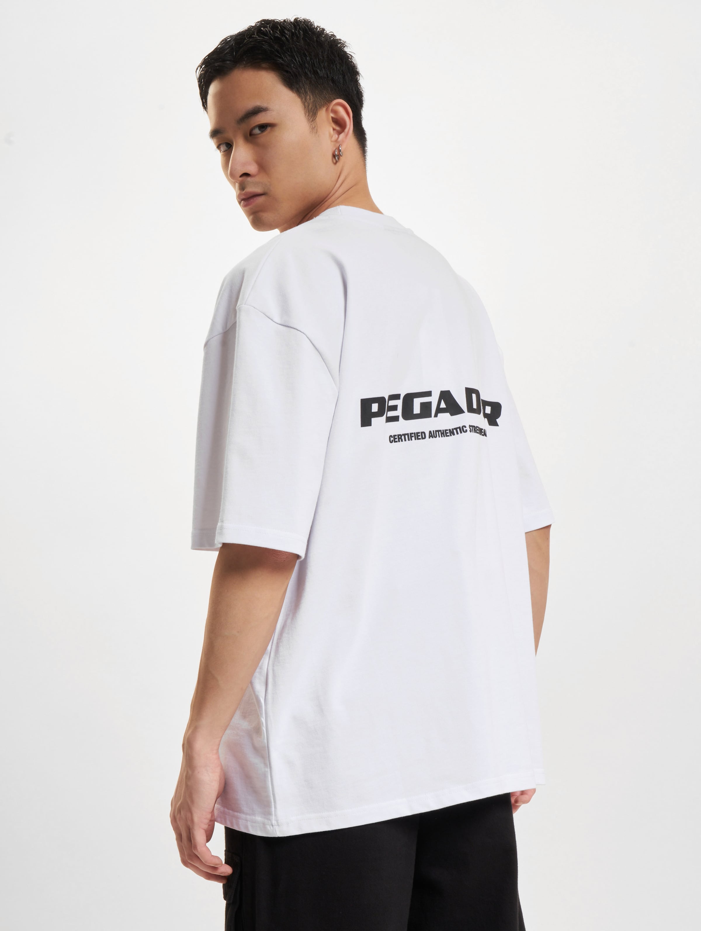PEGADOR Colne Logo Oversized T-Shirts Mannen op kleur wit, Maat XL