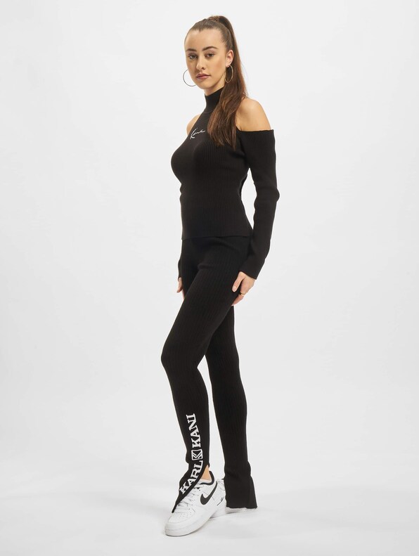 Retro Slit Rib Leggings black-4