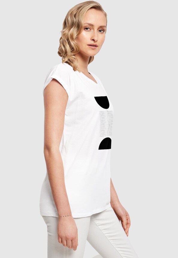 Ladies Abstract Lines Extended Shoulder Tee-1