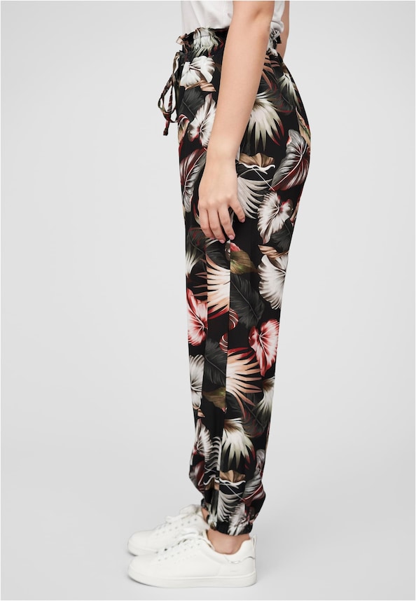 Cloud5ive Damen Crepe Hose mit Gummibund und All Over Palmen Print-2