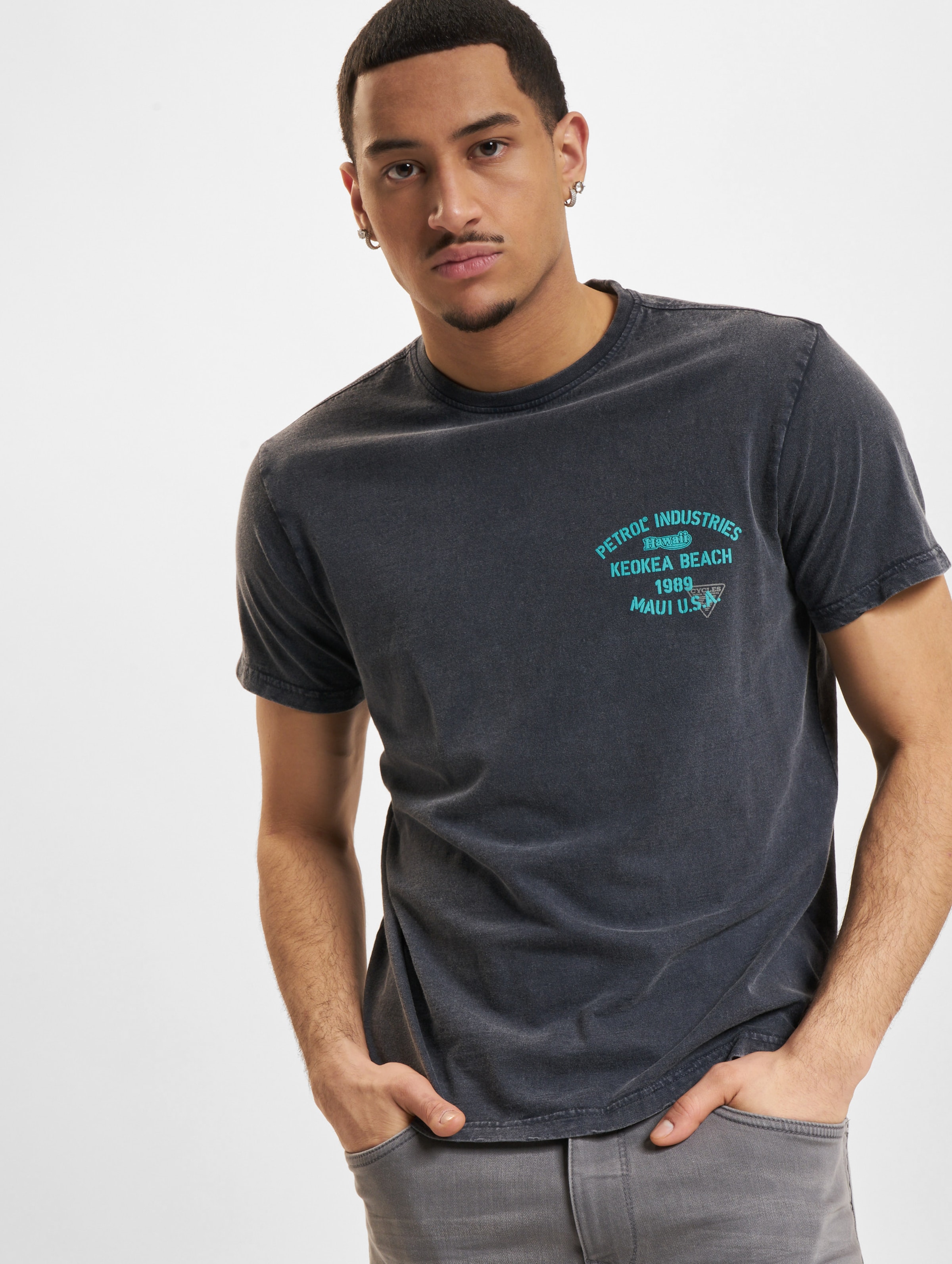 Petrol Industries Classic Print T-Shirts Mannen op kleur grijs, Maat S