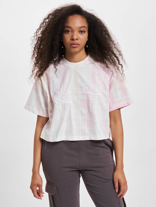 KW222-030-2 Signature Tie Dye Pinstripe Crop Tee-2