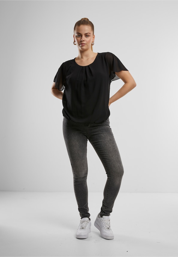 Cloud5ive Damen Chiffon Top 2-lagig mit Fledermausärmeln-2