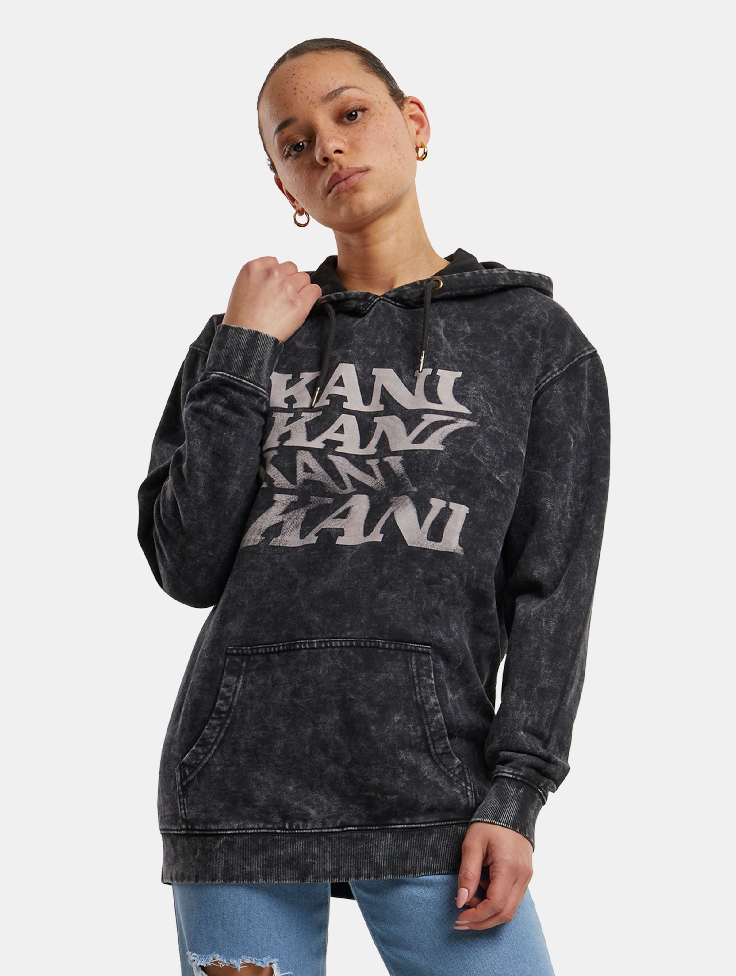 Karl Kani Blurry Retro Logo Heavy Washed OS Hoodie Frauen,Unisex op kleur grijs, Maat M