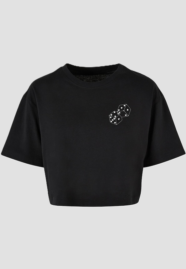 Ladies Hugs & Love - Heart Dice Short Oversized Tee-2