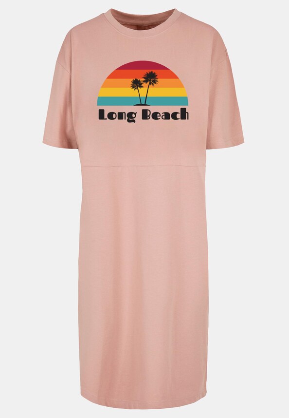Ladies Long Beach  Organic Oversized Slit Tee Dress-4