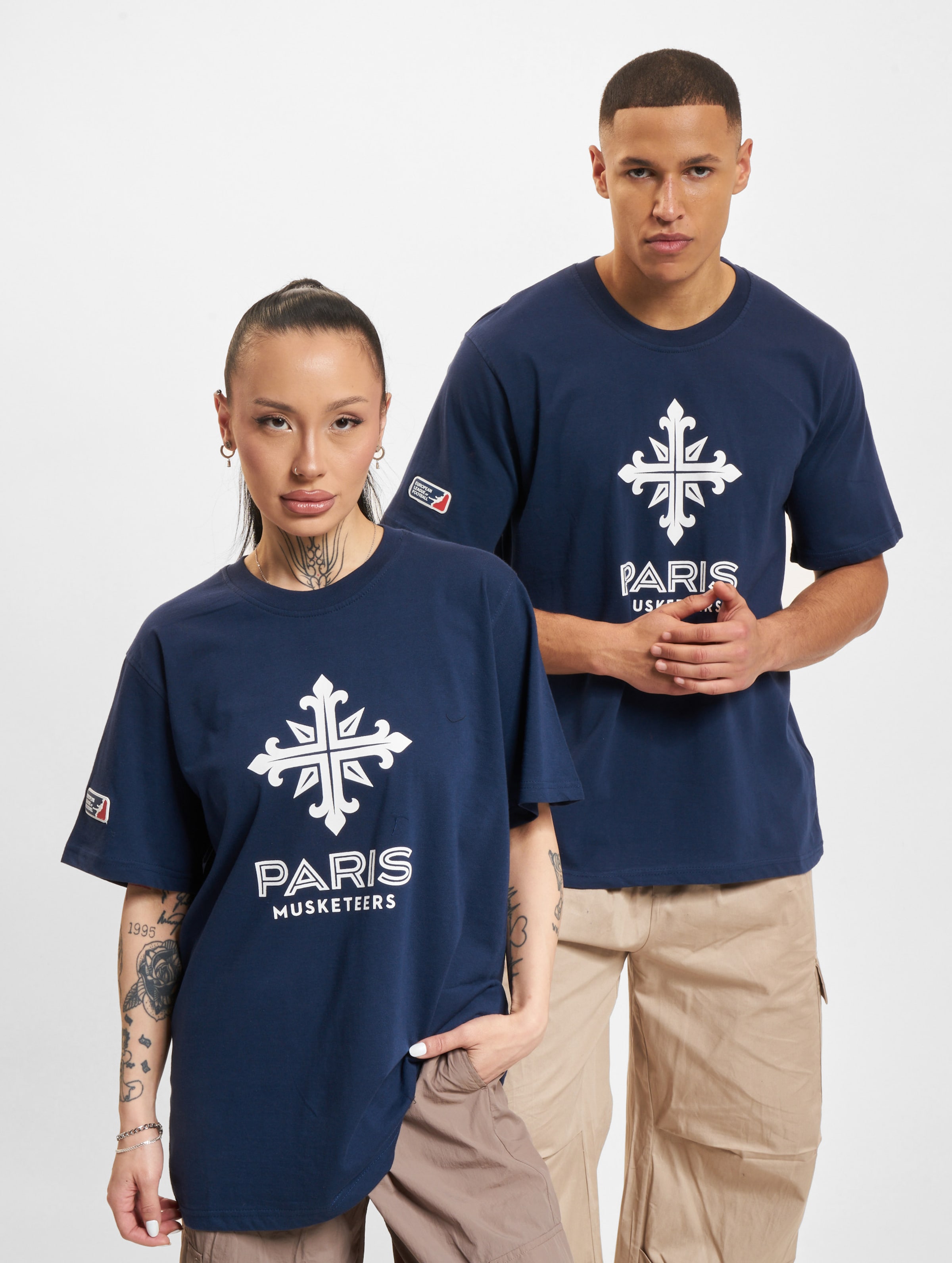 European League Of Football ELF Paris Musketeers 1 T-Shirts Unisex op kleur blauw, Maat M