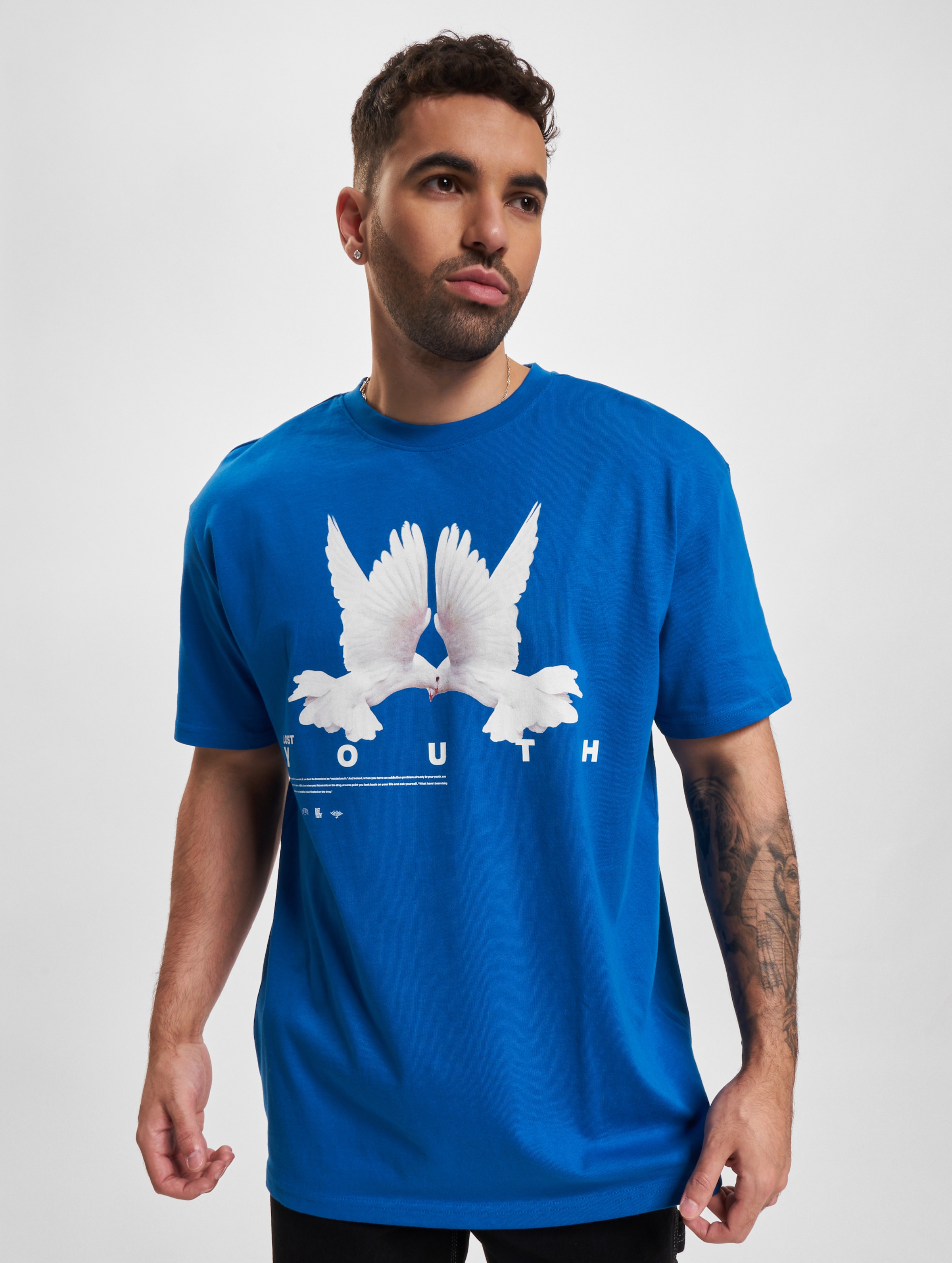 Lost Youth Dove T-Shirt Cobalt Mannen op kleur blauw, Maat 4XL