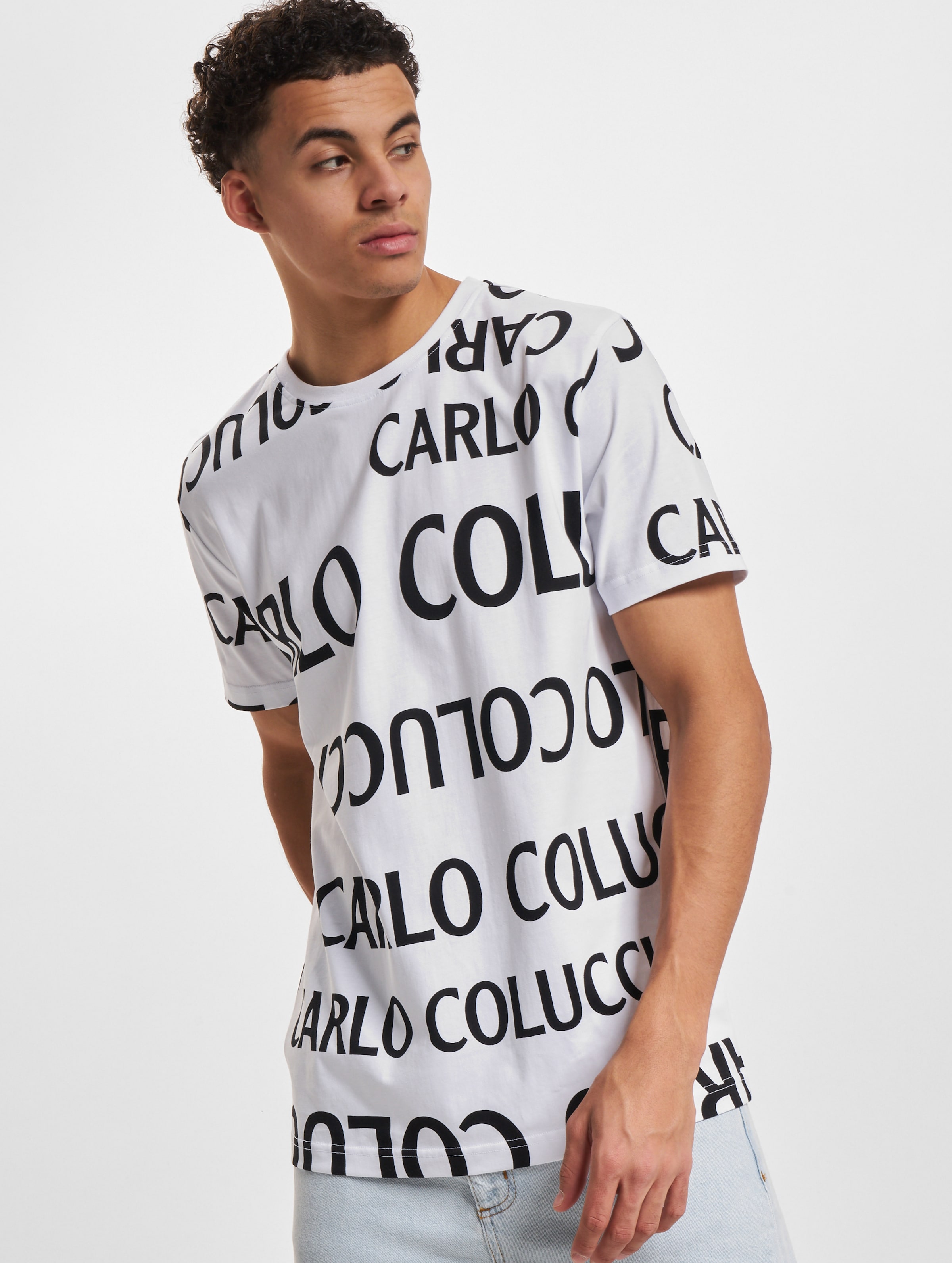 Carlo Colucci T-Shirts Mannen op kleur zwart, Maat M