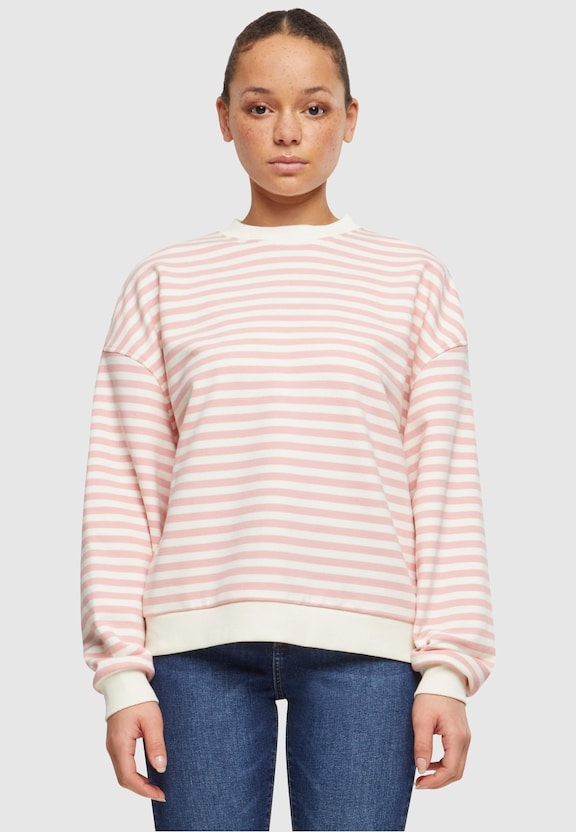 Ladies Oversized Striped Crewneck-1