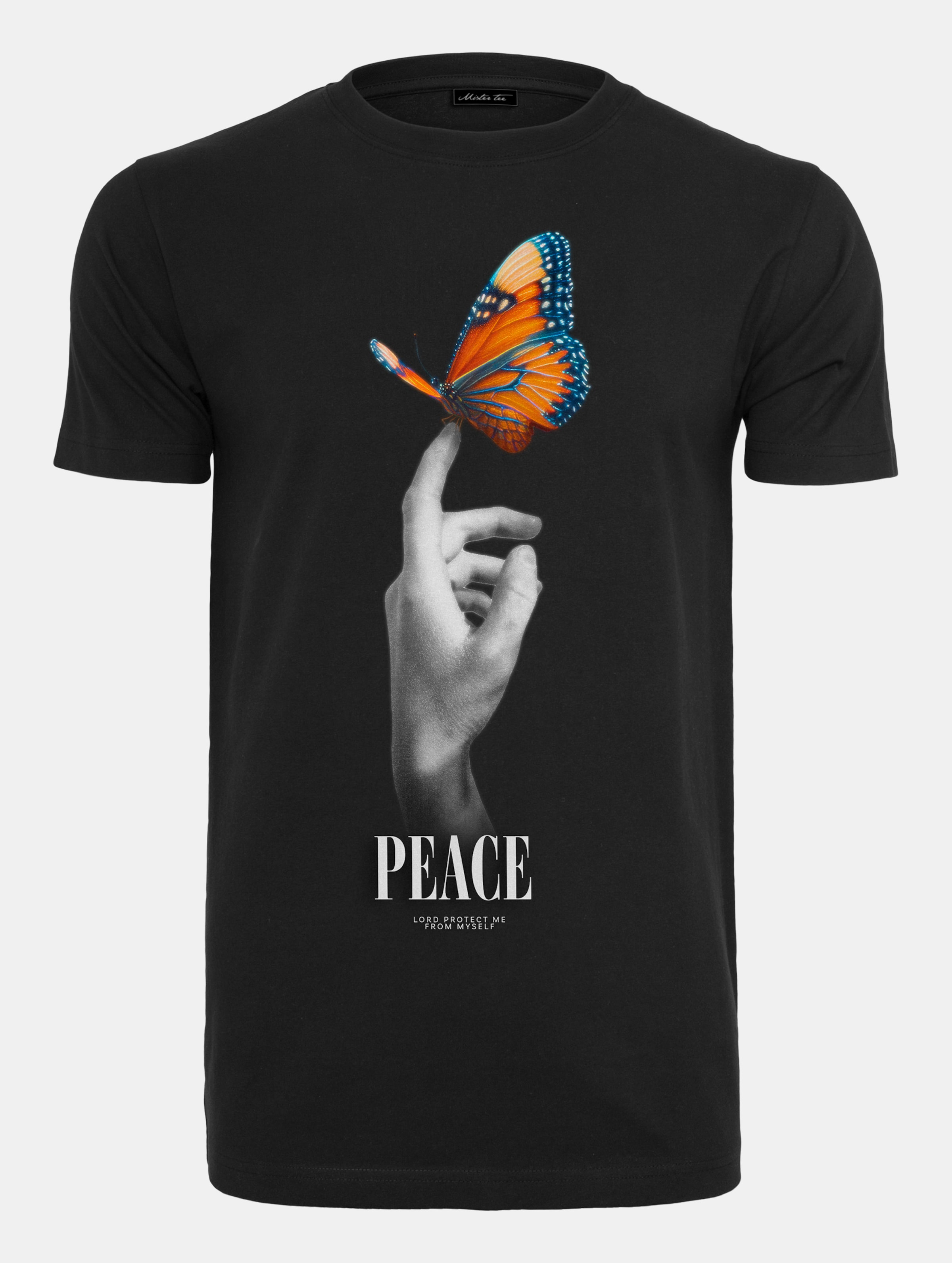 Mister Tee - Peace Butterfly Heren Tshirt - L - Zwart