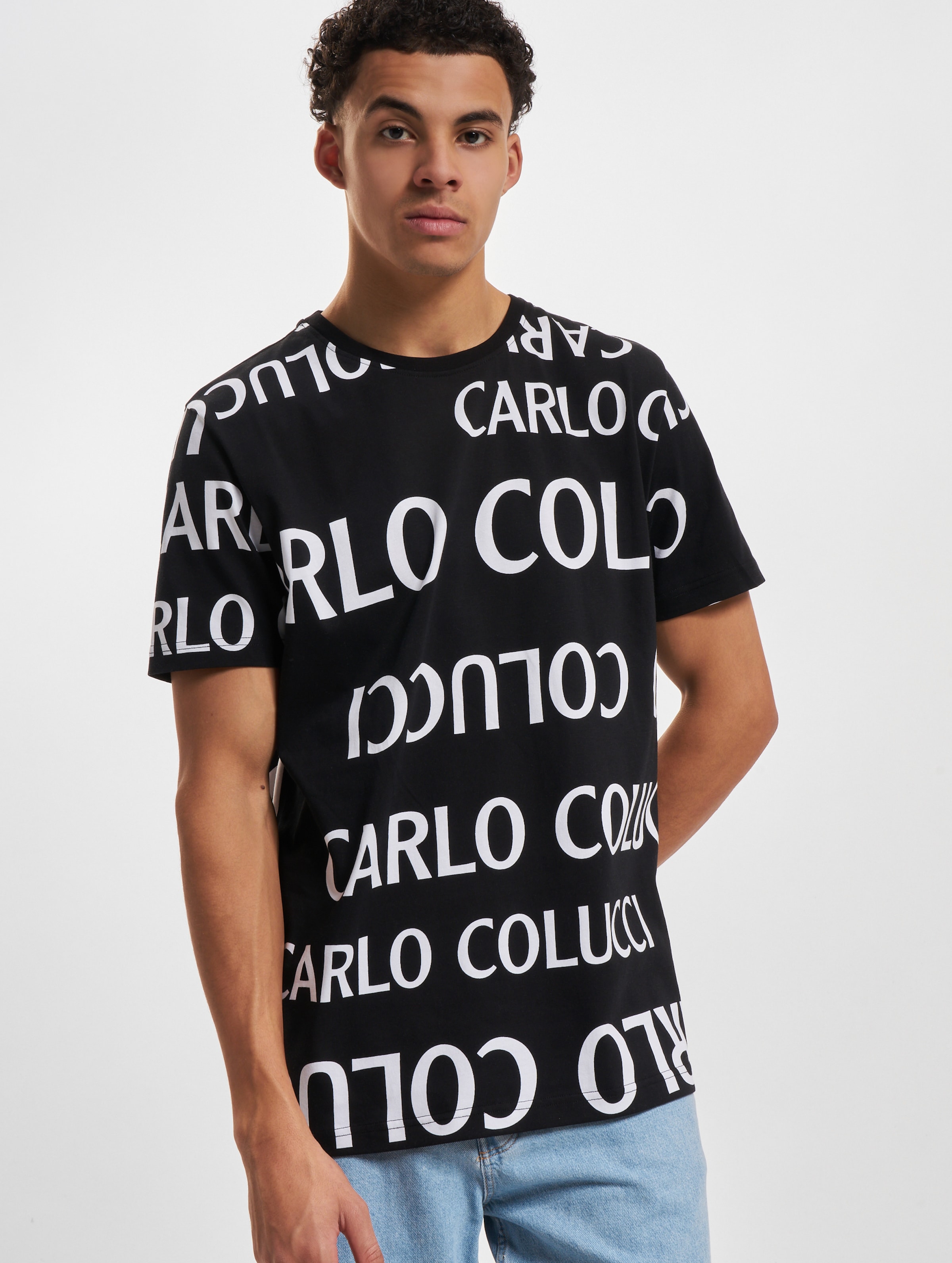 Carlo Colucci T-Shirts Mannen op kleur zwart, Maat S