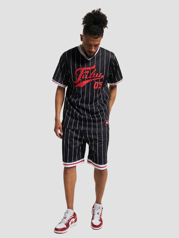 FUBU Varsity Pinstriped Mesh Shorts-3