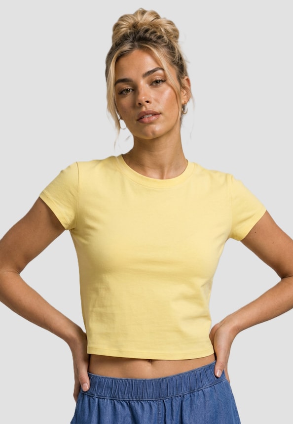 Ladies Stretch Jersey Cropped -0
