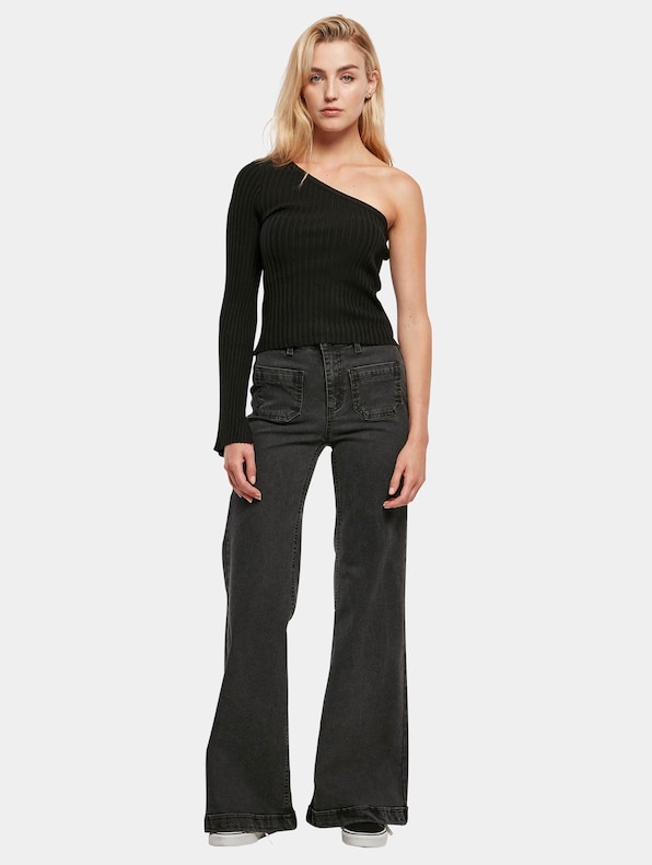 Ladies Short Rib Knit One Sleeve-3