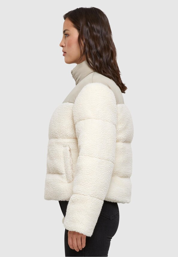 Ladies Short Sherpa Mix Puffer Jacket-2