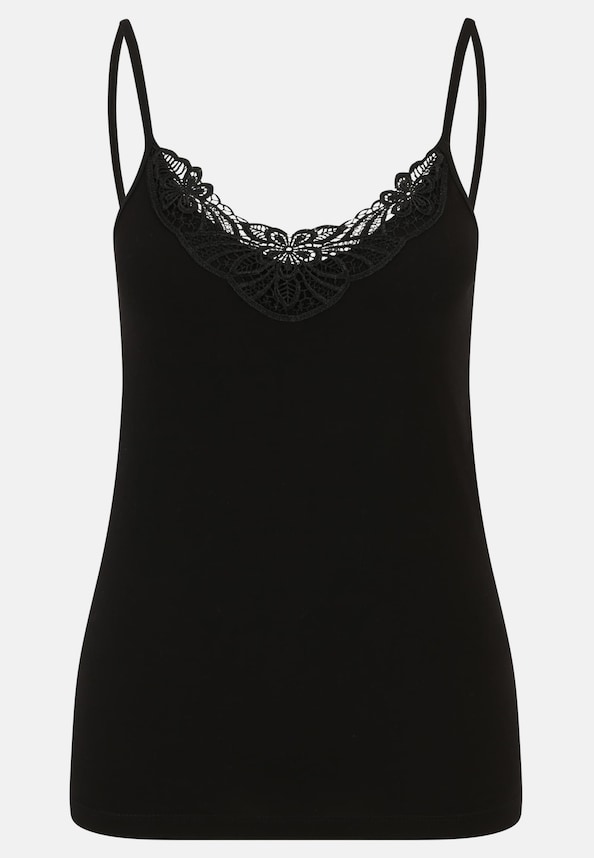 Cloud5ive Damen Top 2er Set V-Neck Spitzentop unicolor schwarz-2