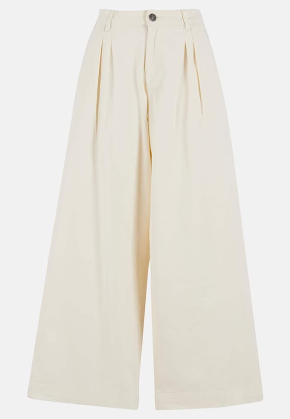 Ladies Wide Leg Light Denim Pants-4