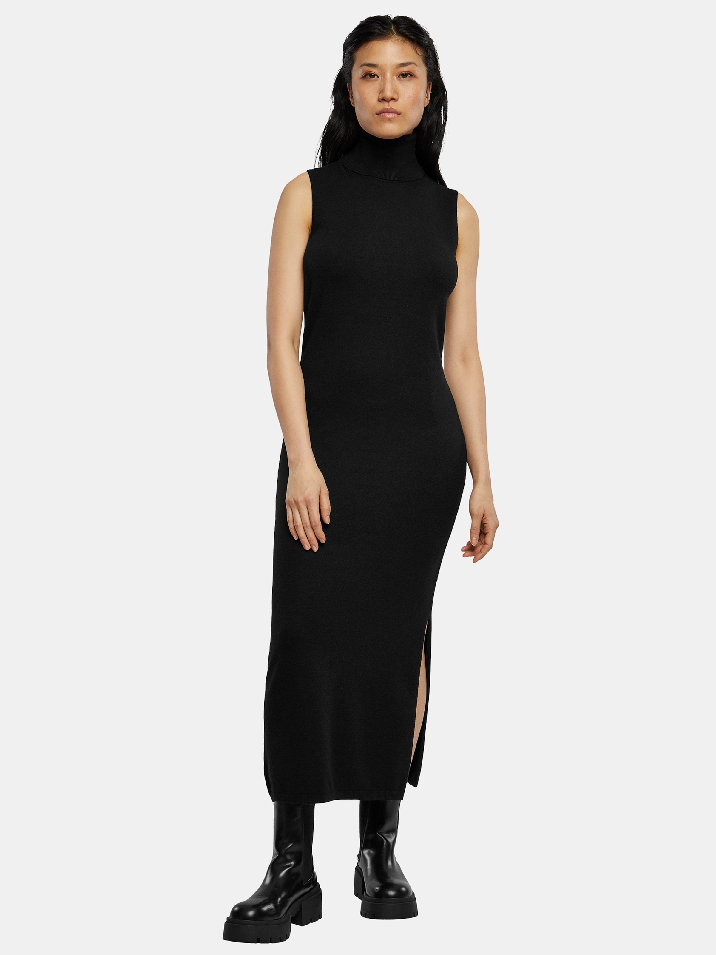 Urban Classics - Knitted Eco Viscose Turtleneck Lange jurk - 3XL - Zwart
