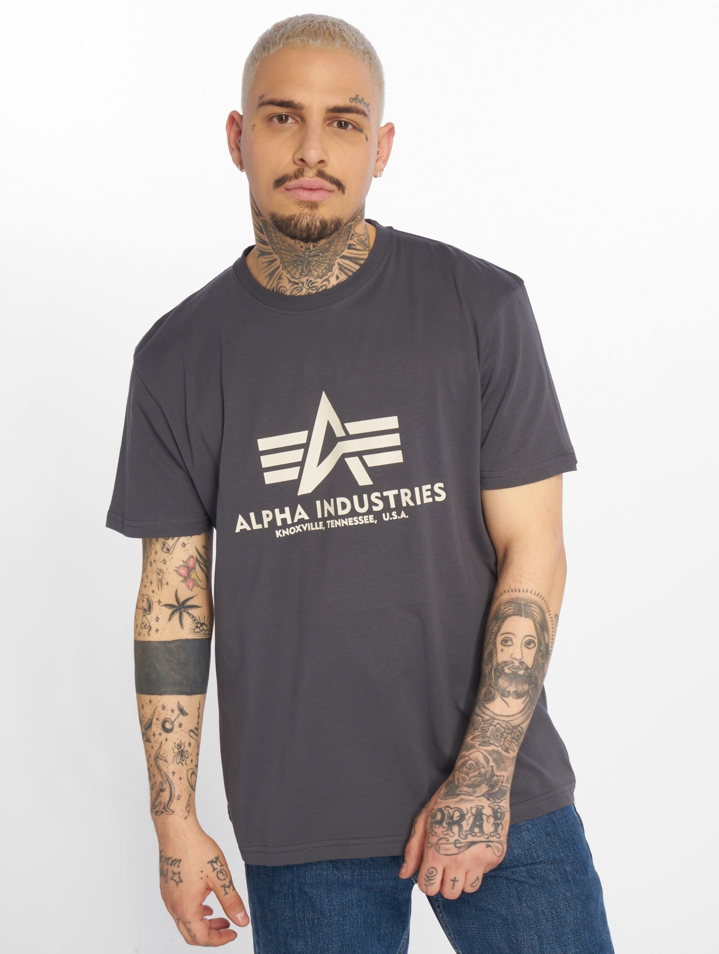 Alpha Industries Basic T-Shirt Greyblack-XL