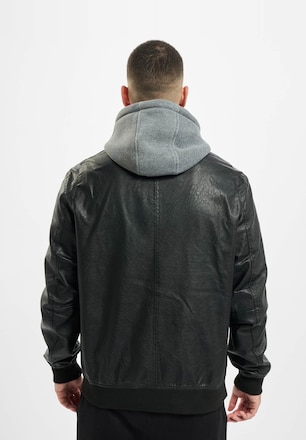 Fleece Hooded Fake Leather 