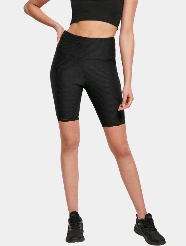 Ladies High Waist Rib Lace Hem-2