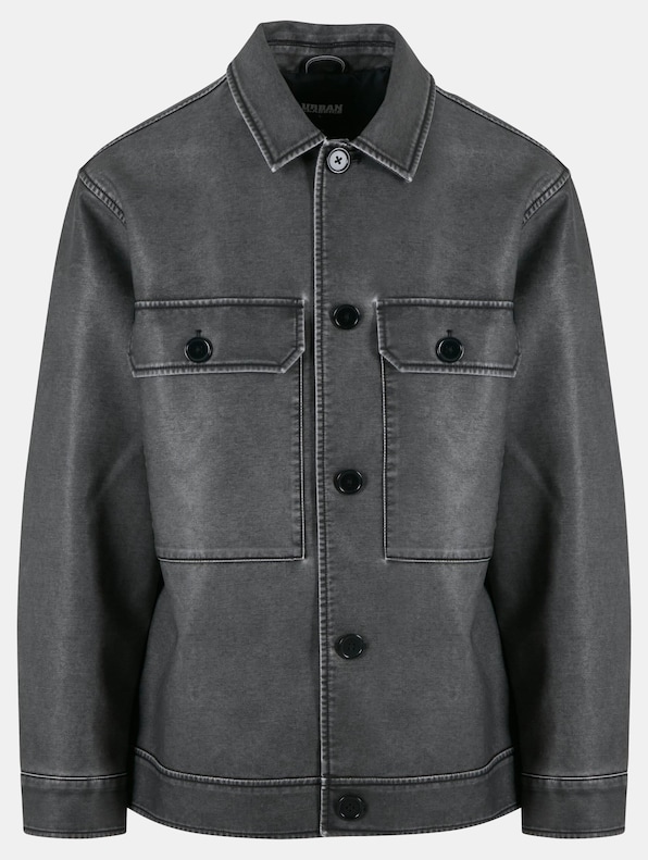 Urban Classics Synthetic Vintage Leather Shirt Jacket-6