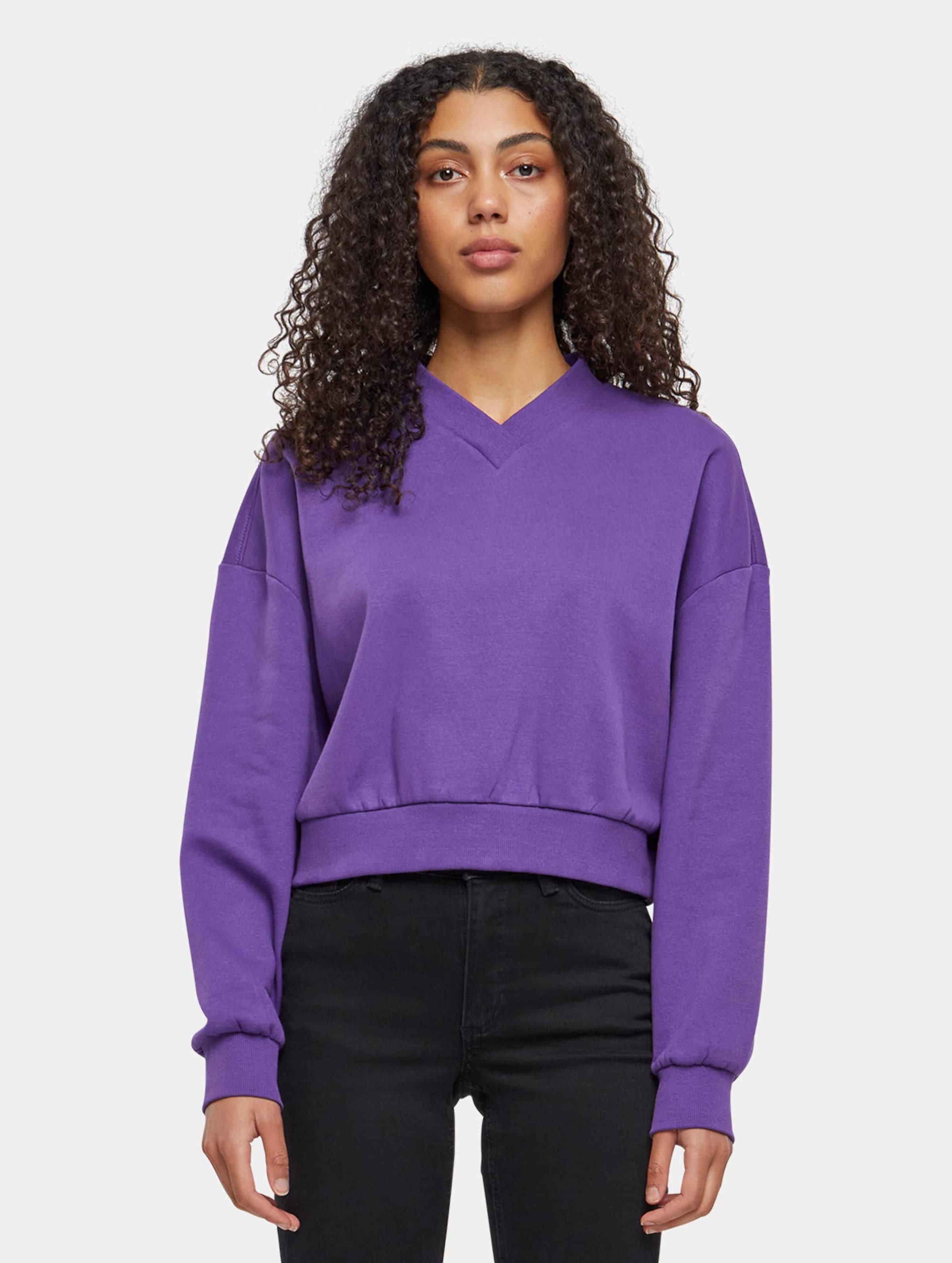 Urban Classics - VNeck Crop Sweater - XL - Paars