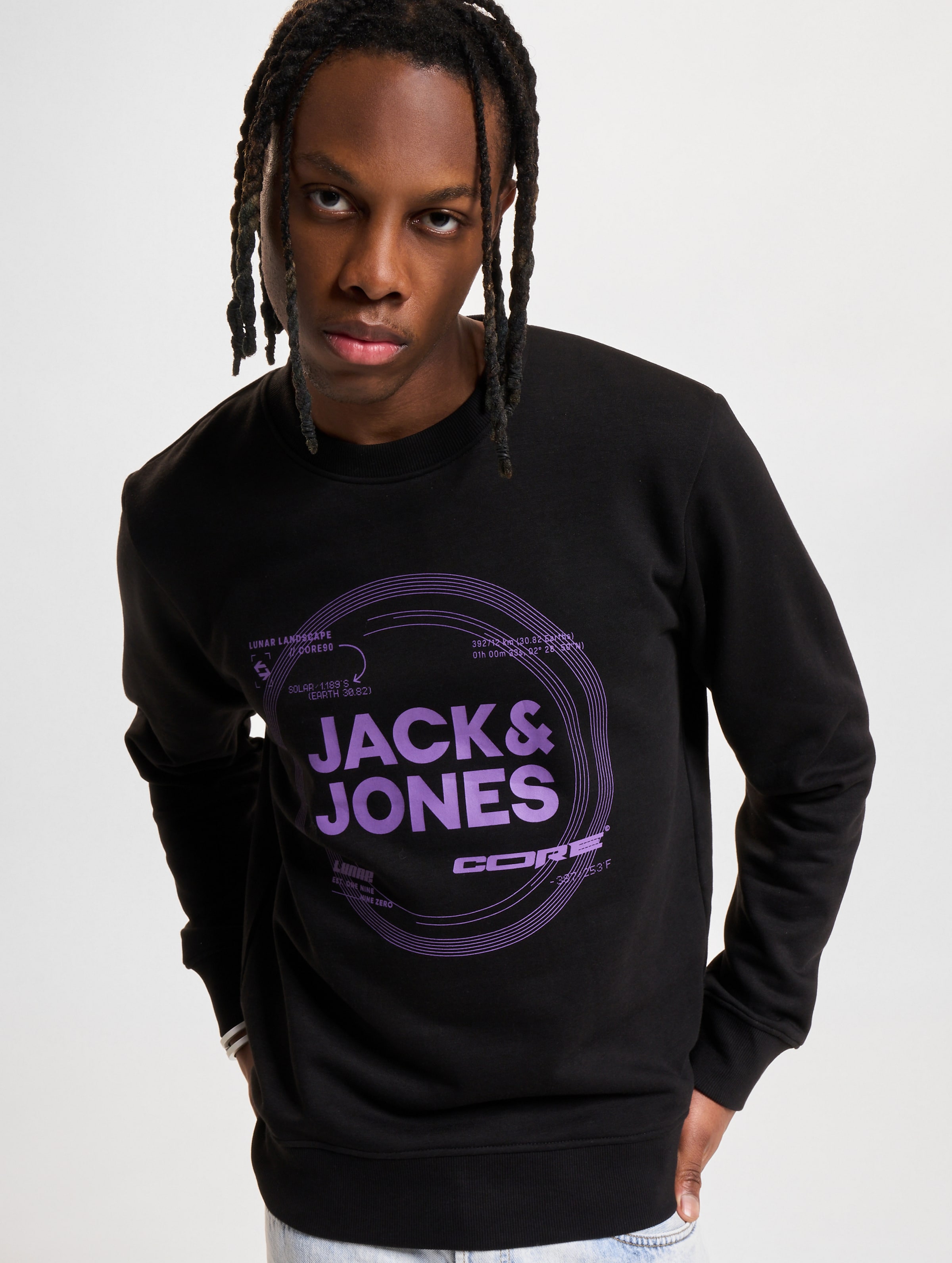 Jack & Jones Pilou Sweat Crew Neck Pullover Mannen op kleur zwart, Maat L