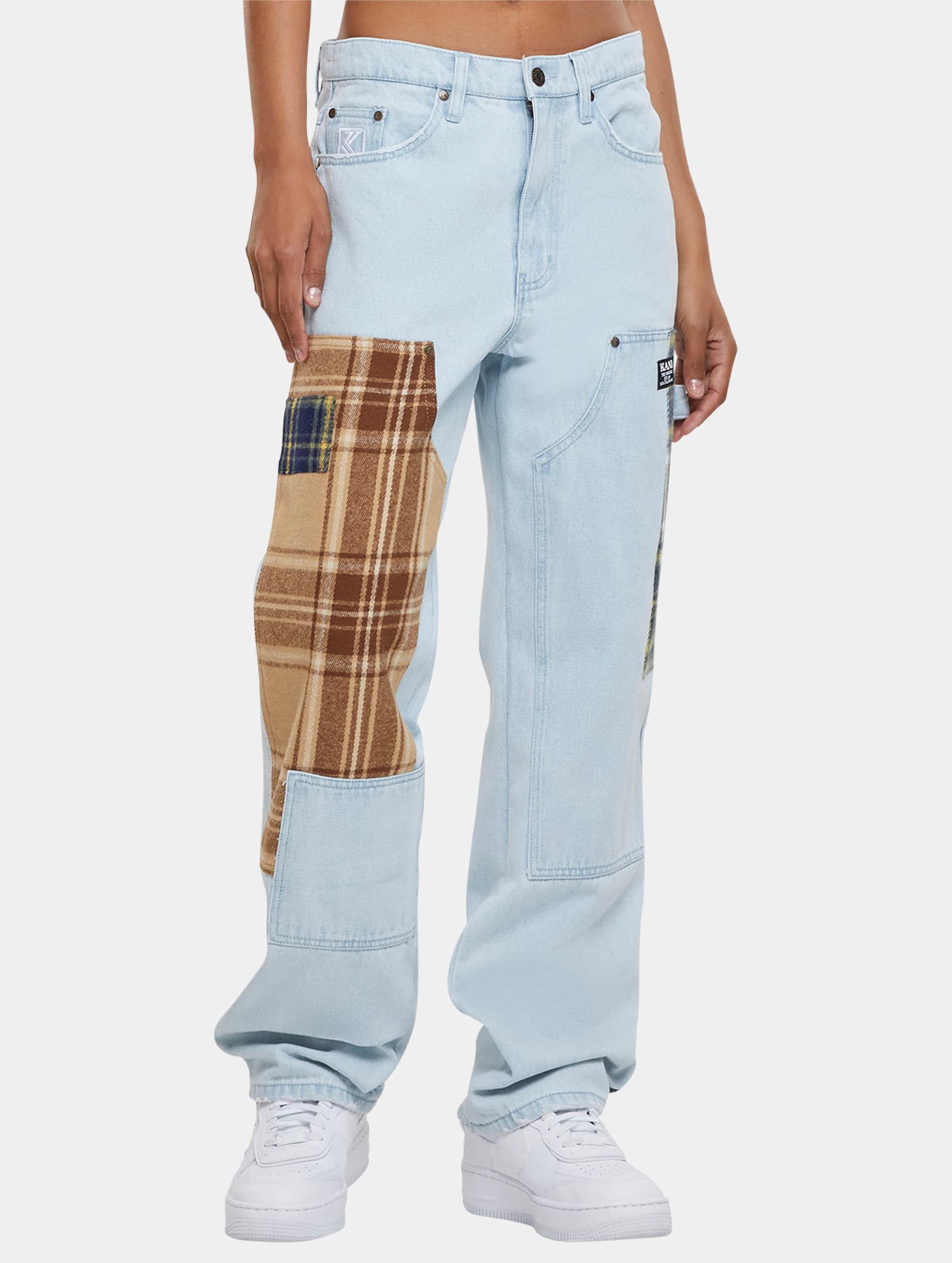 Karl Kani Retro Patchwork Carpenter Straight Fit Jeans Vrouwen op kleur blauw, Maat 36
