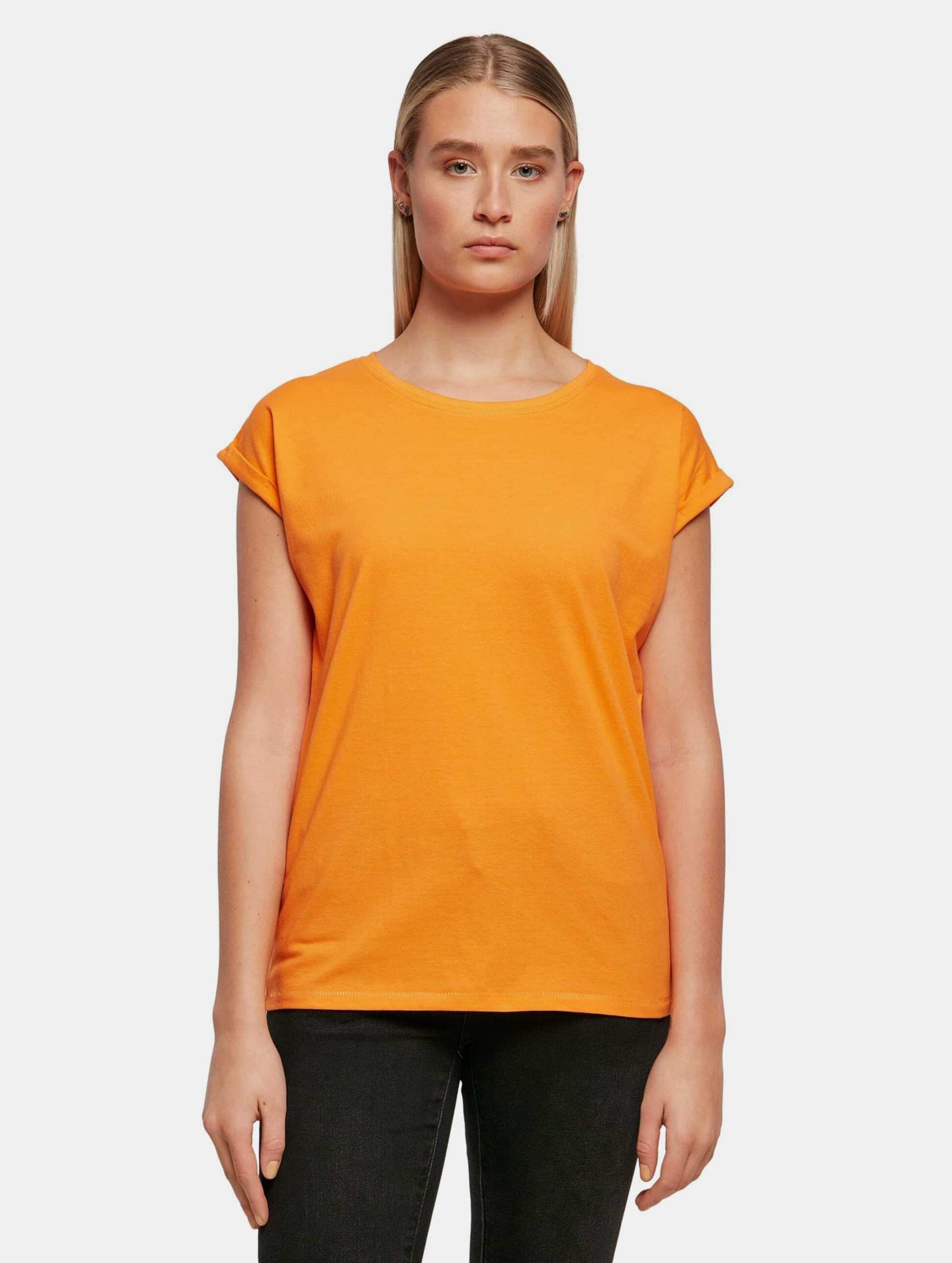 Damesshirt met ronde hals en omgeslagen mouw Paradise Orange - XS