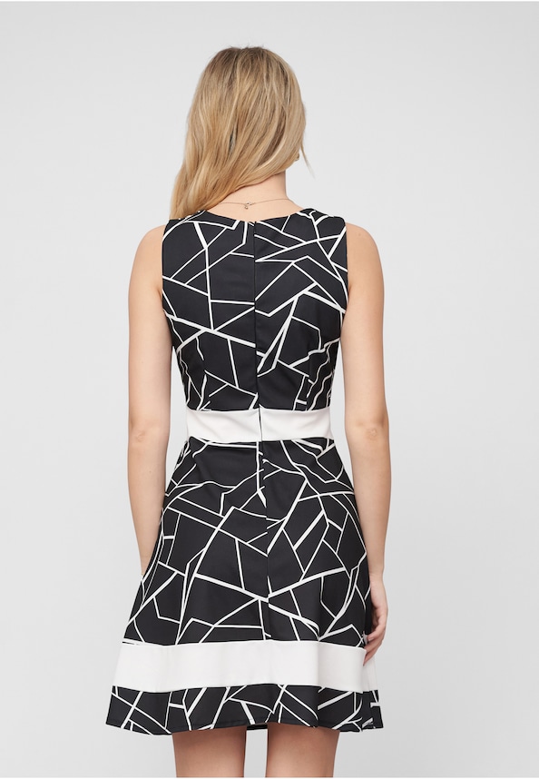 Dress with Abstract Print and Zipper on the back-1