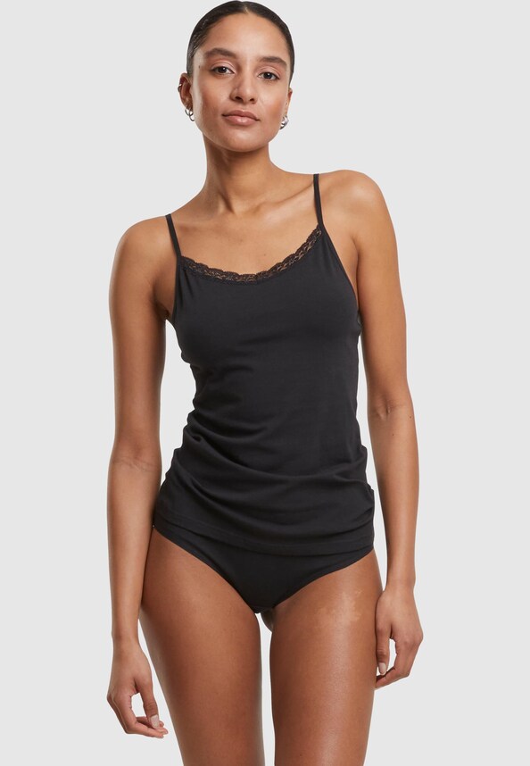 Ladies Basic Tank Top Cotton Lace 2-Pack-1