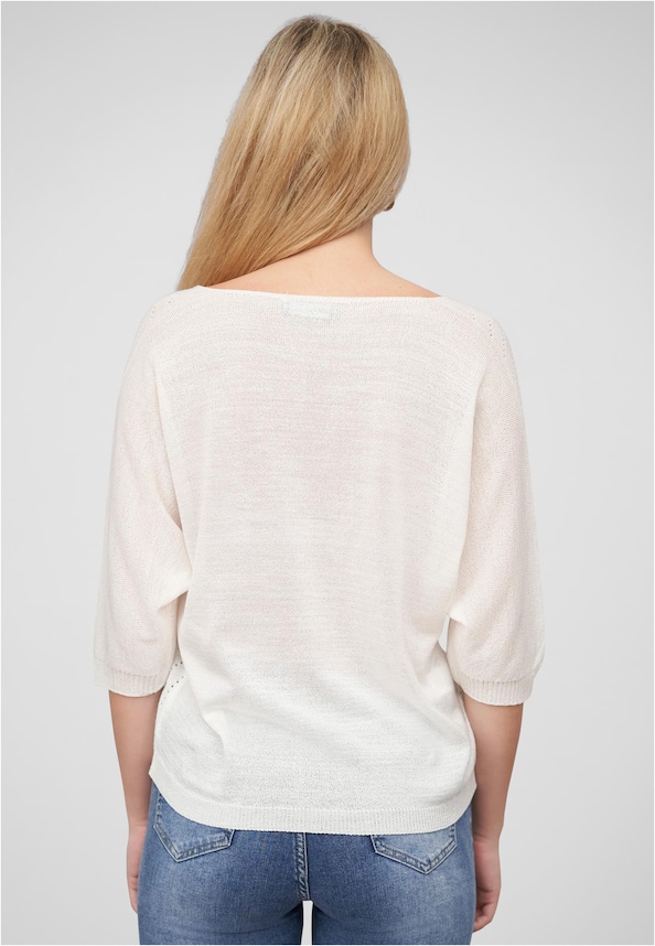 Cloud5ive Damen 3/4 Arm Top mit Fledermausärmeln und Lochmuster-1