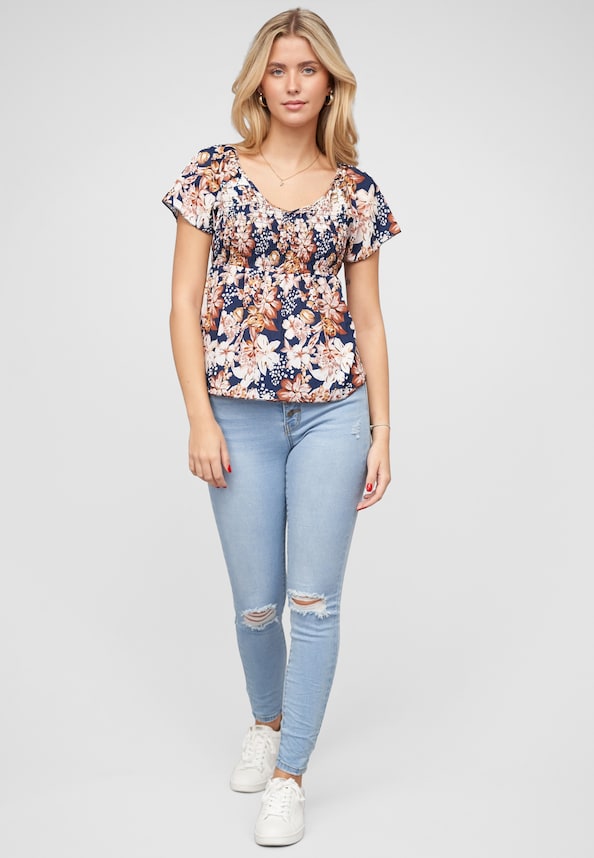 Peplum Schößchen Top mit Floralem Print-4