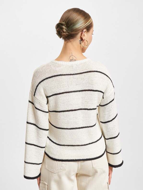 Geena 7/8 Stripe O Neck Knit-1