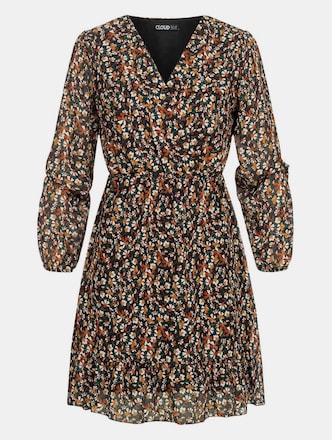 Cloud5ive Chiffon V-Neck und Wickeloptik Blumen Print Dress