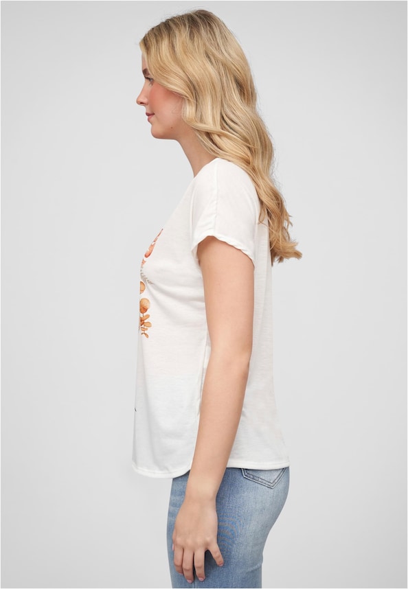 Cloud5ive Damen Viskose T-Shirt mit Floral Silhouette Face Print-3