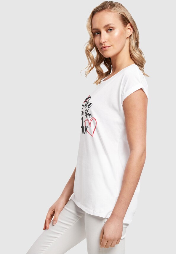 Ladies Valentines Day - Love is in the Air Extended Shoulder Tee-0