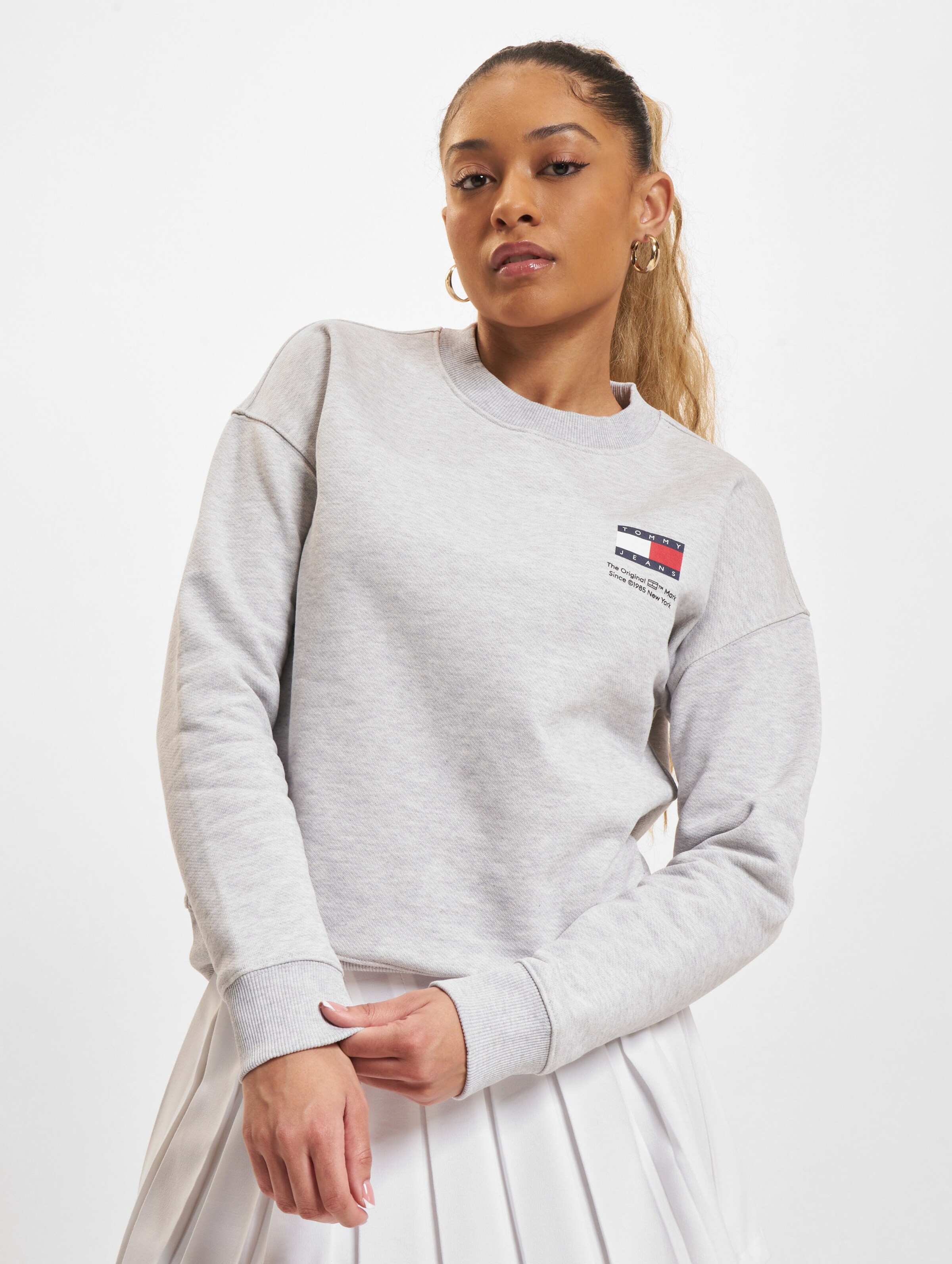 Tommy Jeans Boxy Graphic Flag Pullover Frauen,Unisex op kleur grijs, Maat XS