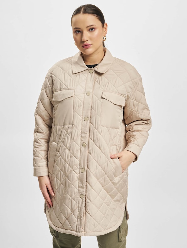 Only Newtanzia Long Quilt Shacket Coat Oxford-2
