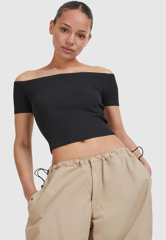 Ladies Organic Off Shoulder Rib Tee-9