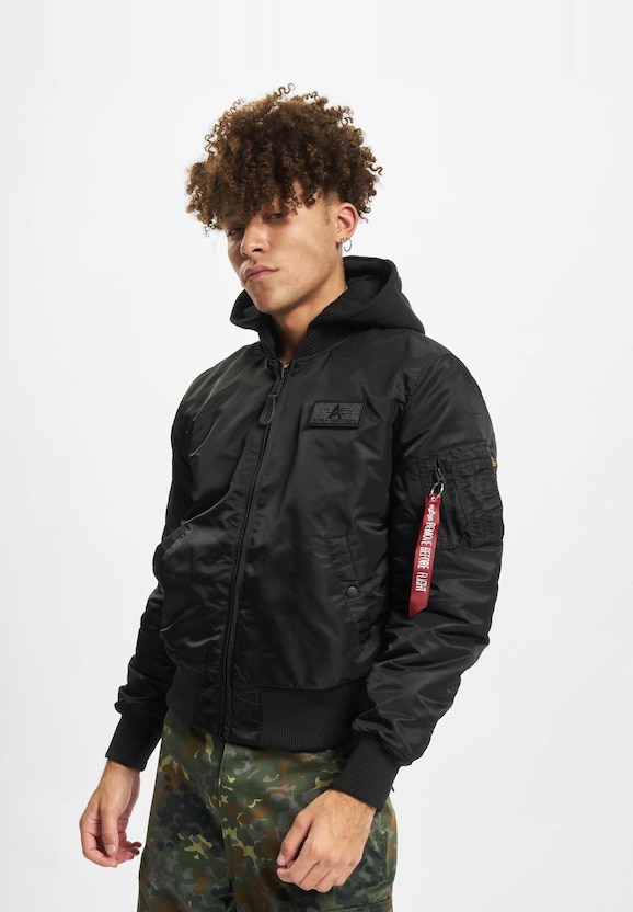 Alpha Industries MA-1 ZH Back Print Bomber Jacket Black-2
