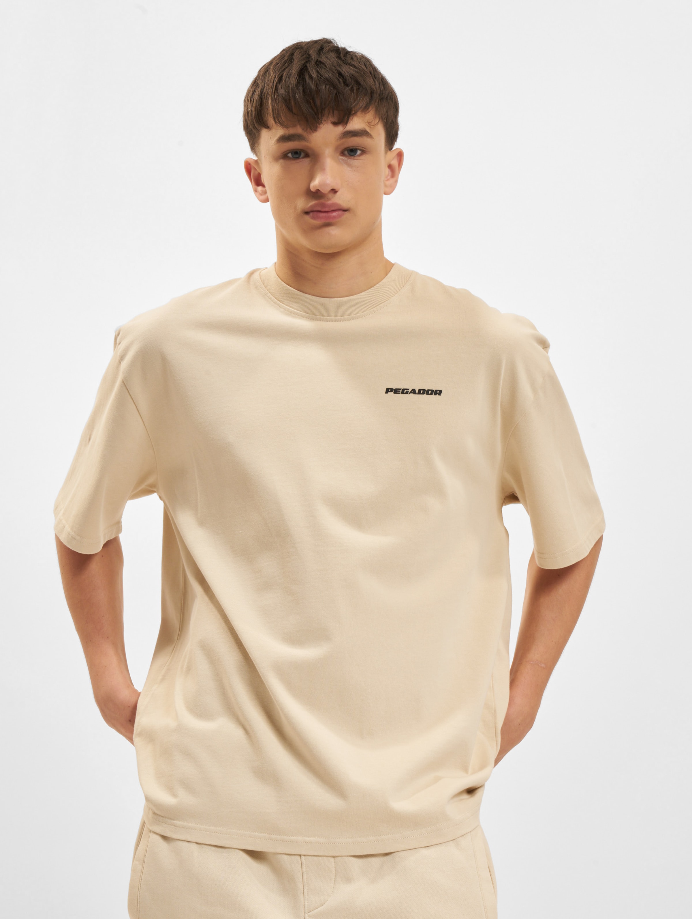 PEGADOR Logo Oversized T-Shirts Mannen op kleur beige, Maat L