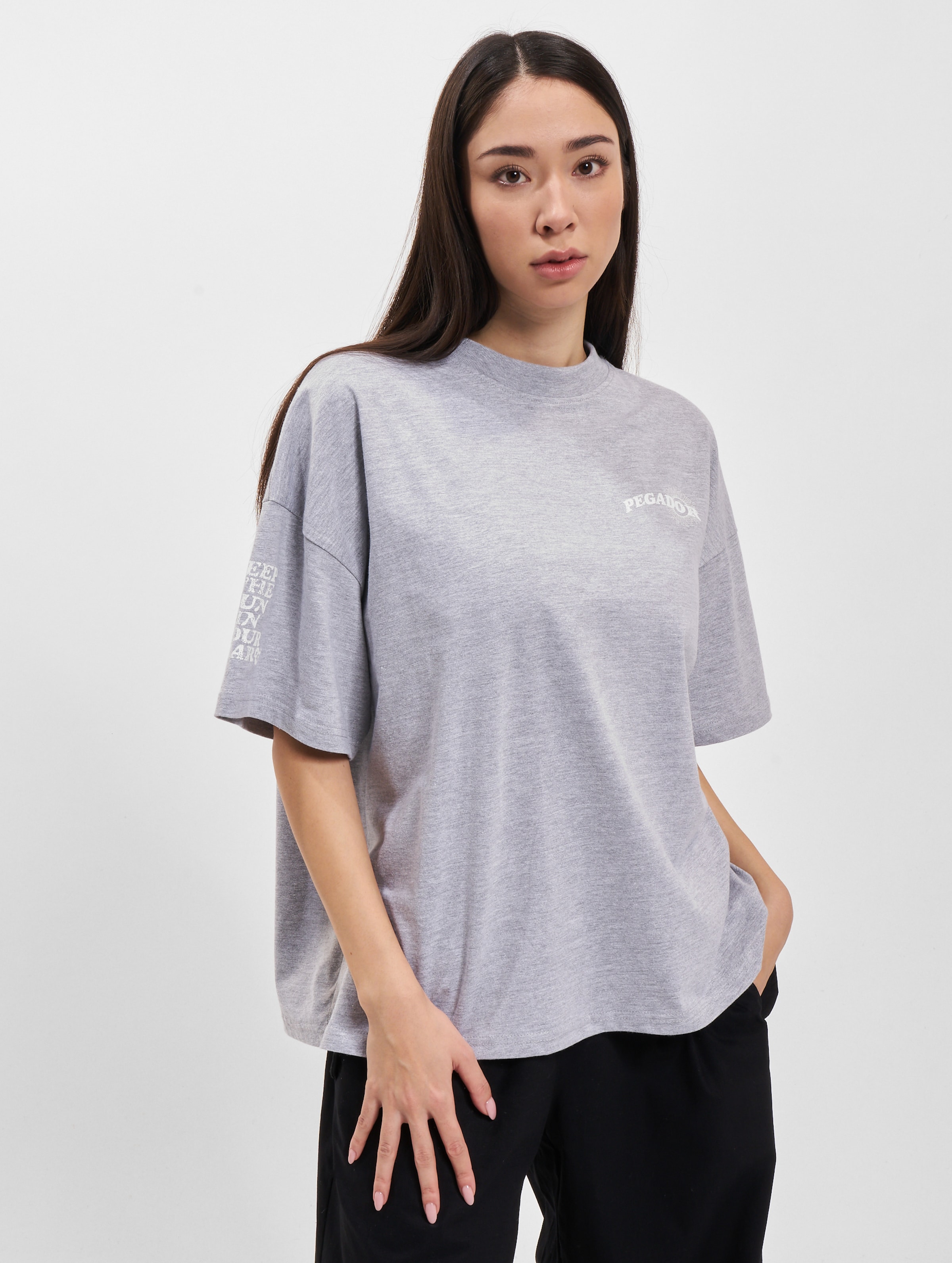 PEGADOR Pegador Pall Heavy Oversized T-Shirt Vrouwen op kleur grijs, Maat S