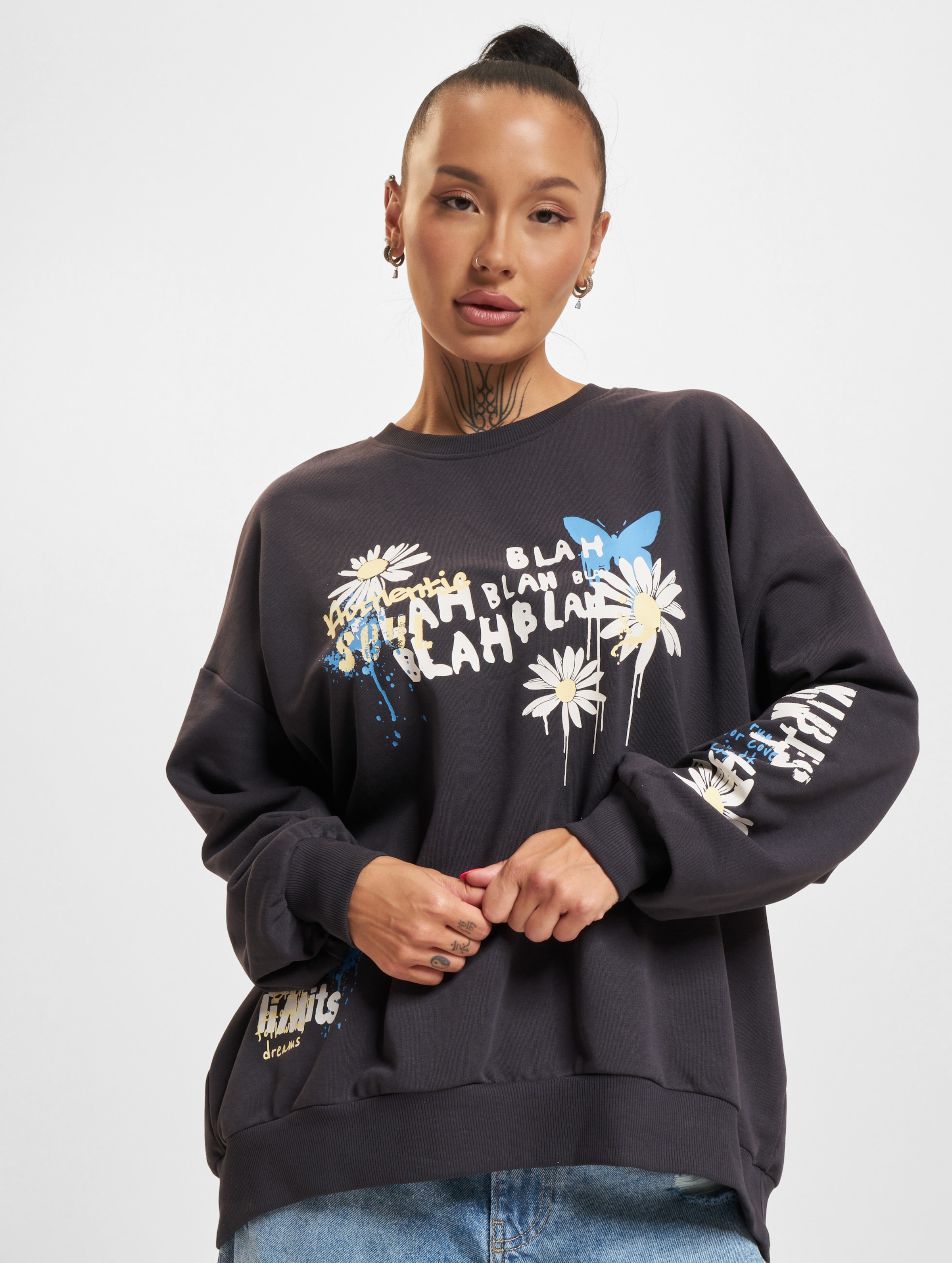 Only Melanie Grafit O Neck Pullover Frauen,Unisex op kleur grijs, Maat XL
