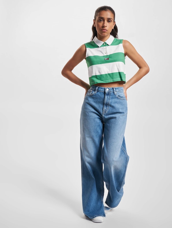 Tommy Jeans Badge Stripe Sl Polo Crop Top-3